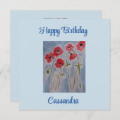 Carte d'anniversaire plat Wild Red Poppies (Devant / Derrière)