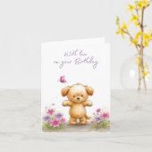 Carte d'anniversaire pliée (Fleur jaune)