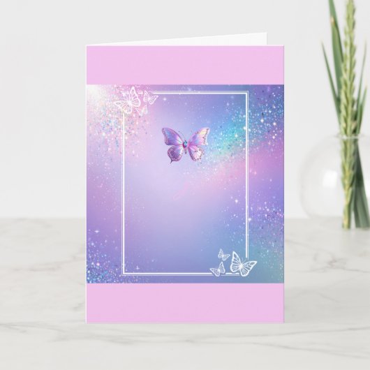 Carte d'anniversaire pliée à papillon Lilac tendan (Devant)