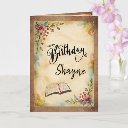 Carte d'anniversaire pliée à thème chrétien (Orchidée)