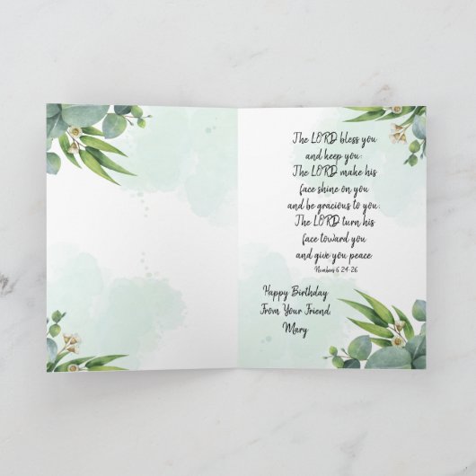 Carte d'anniversaire pliée à thème chrétien (Intérieur)
