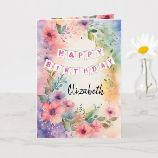 Carte d'anniversaire pliée à thème chrétien (Petite plante)