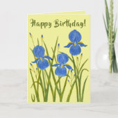 Carte d'anniversaire pliée aux fleurs d'Iris (Devant)