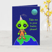 Carte d'anniversaire pliée avec Alien (Fleur jaune)