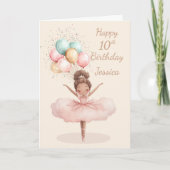 Carte d'anniversaire pliée Ballerine 10 ans ~ (Devant)