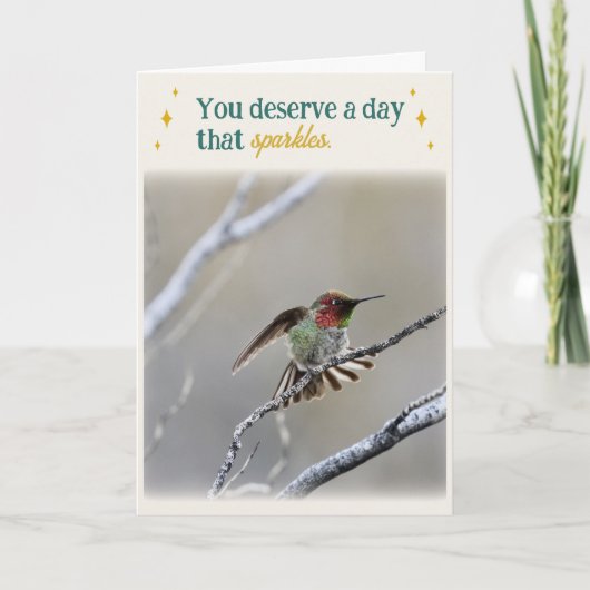 Carte d'anniversaire pliée Colibri (Devant)