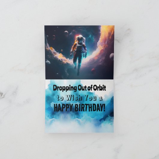 Carte d'anniversaire pliée d'astronaute dans l'esp (Intérieur)