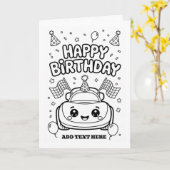 carte d'anniversaire pliée de voiture de course à (Fleur jaune)