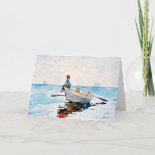 Carte d'anniversaire pliée d'enfants dans un batea