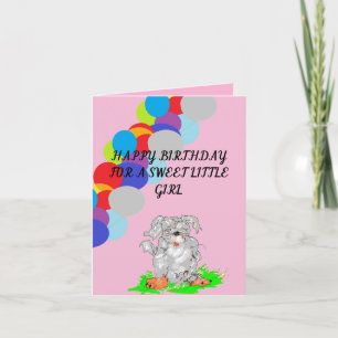 Carte d'anniversaire pliée douce petite fille