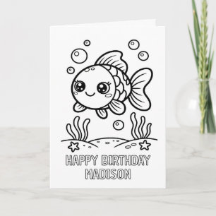 carte d'anniversaire pliée en forme de poisson à c
