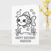 carte d'anniversaire pliée en forme de poisson à c (Fleur jaune)