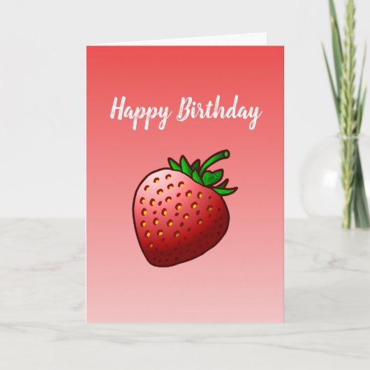 Carte d'anniversaire pliée fraise rouge (Devant)