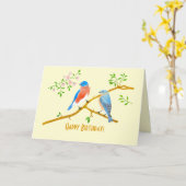 Carte d'anniversaire pliée jaune Bleu (Fleur jaune)