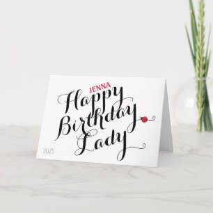 Carte d'anniversaire pliée Ladybug (blanc)