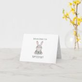 Carte d'anniversaire pliée lapin mignonne (Fleur jaune)