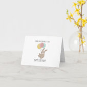 Carte d'anniversaire pliée lapin mignonne (Fleur jaune)