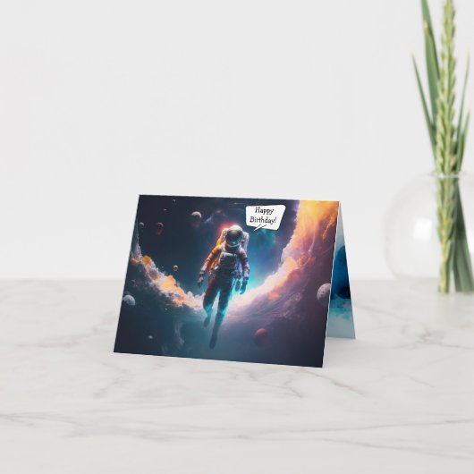 Carte d'anniversaire pliée pour astronaute dans l' (Devant)