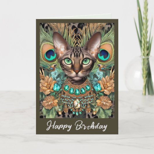 Carte d'anniversaire | Plumes de paon de tigre du  (Devant)