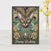 Carte d'anniversaire | Plumes de paon de tigre du  (Fleur jaune)