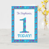 Carte d'Anniversaire Plutôt Florale Bleu (Fleur jaune)