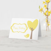 Carte d'anniversaire Pois rétro aux oiseaux jaunes (Fleur jaune)