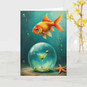 Carte d'anniversaire Poisson Capriceux (Fleur jaune)