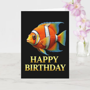CARTE D'ANNIVERSAIRE POISSON CLOWN GROS PLAN DISTI