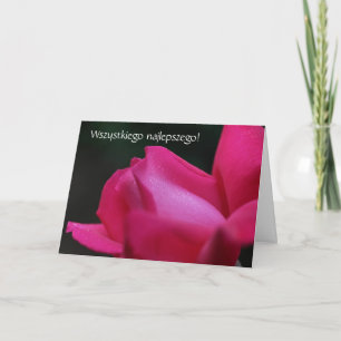 Carte d'anniversaire polonaise Sto Lat Rose rouge