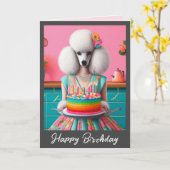 Carte d'anniversaire | Poodle Chien gâteau d'anniv (Fleur jaune)