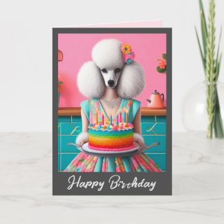 Carte d'anniversaire | Poodle Chien gâteau d'anniv