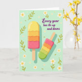 Carte d'anniversaire Popsicle (Fleur jaune)