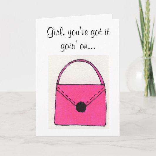 Carte d'anniversaire Porte-monnaie Rose (Devant)