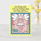 Carte d'anniversaire POSTAGE STAMP (version 1) (Fleur jaune)