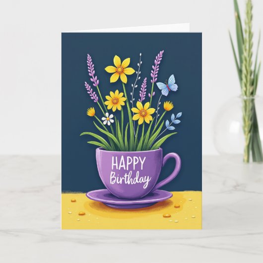 Carte d'anniversaire Pot de Souci (Devant)