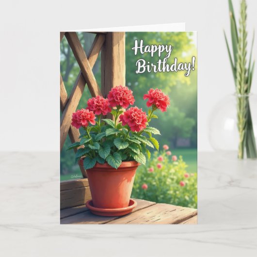 Carte d'anniversaire Pot Rustique (Devant)