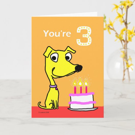 carte d'anniversaire pour 3 ans (Fleur jaune)