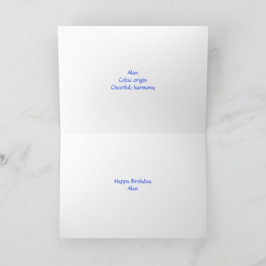 Carte d'anniversaire pour Alan (Intérieur)