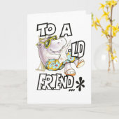 Carte d'anniversaire pour ami, humoristique, hippo (Fleur jaune)