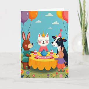 Carte d'anniversaire pour amis animaux doux