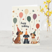 Carte d'anniversaire pour amis canins (Fleur jaune)