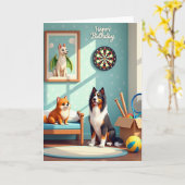 Carte d'anniversaire pour amis chiens doux (Fleur jaune)