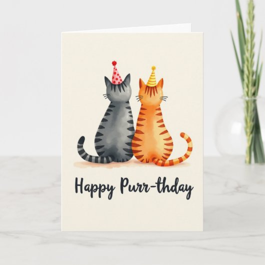 Carte d'anniversaire pour amis félins doux (Devant)
