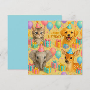 Carte d'anniversaire pour bébé animal mignonne.