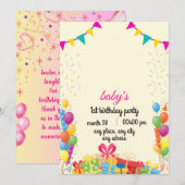 carte d'anniversaire pour bébé fille (Devant / Derrière)