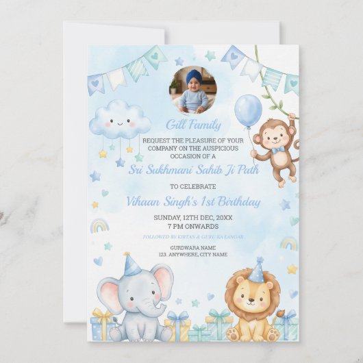 Carte d'anniversaire pour bébé garçon de 1 an avec (Devant)