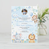 Carte d'anniversaire pour bébé garçon de 1 an avec (Debout devant)