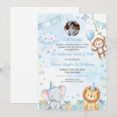 Carte d'anniversaire pour bébé garçon de 1 an avec (Devant / Derrière)