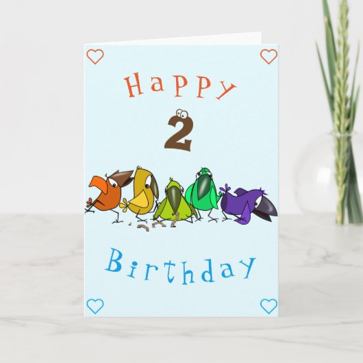 Carte d'anniversaire pour bébé Oiseaux colorés - P (Devant)