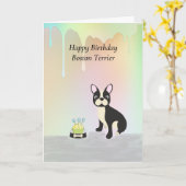 Carte d'anniversaire pour Boston Terrier Dog (Fleur jaune)